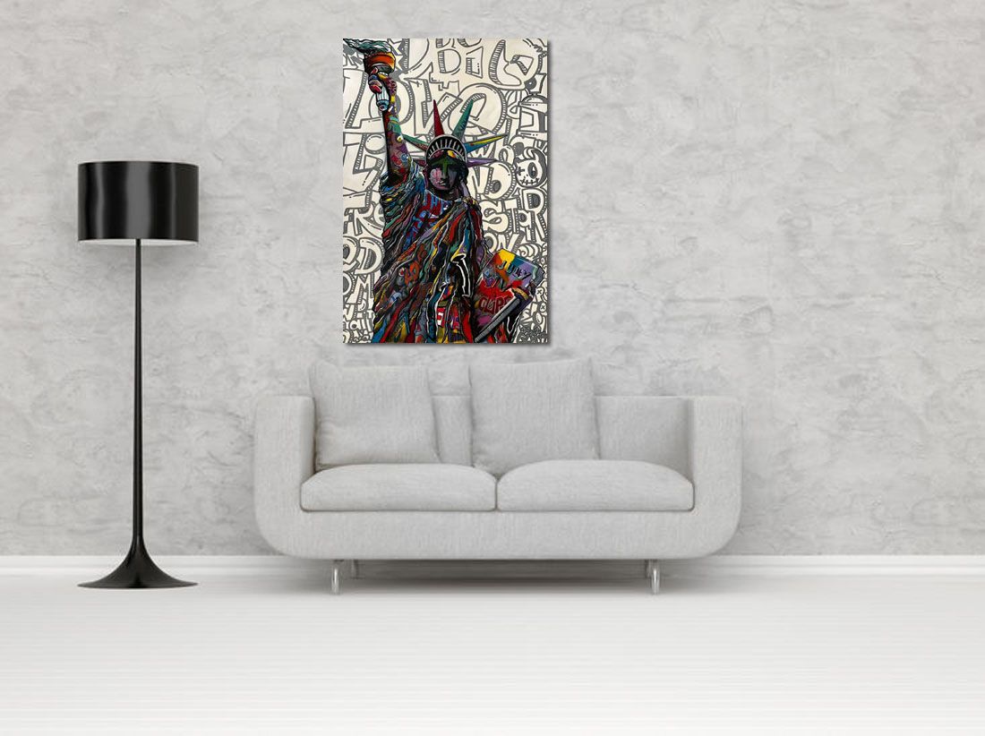 Tableau de GUTI a pour titre  LIBERTE CHERIE style street pop art, street art dim : GUTIprix:1000