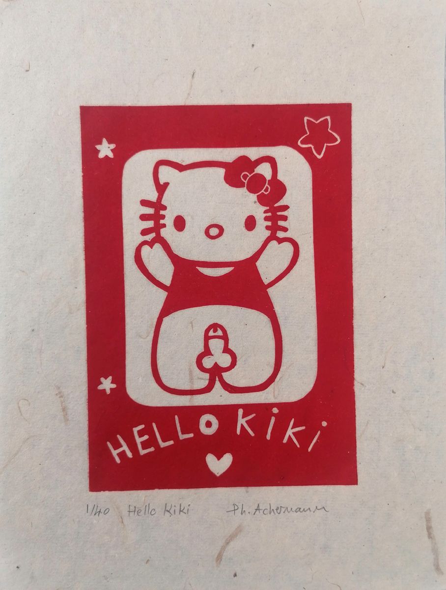 Editions d'art de PHILIPPE ACHERMANN a pour titre  HELLO KIKI style figuratif dim : PHILIPPE ACHERMANNprix:40