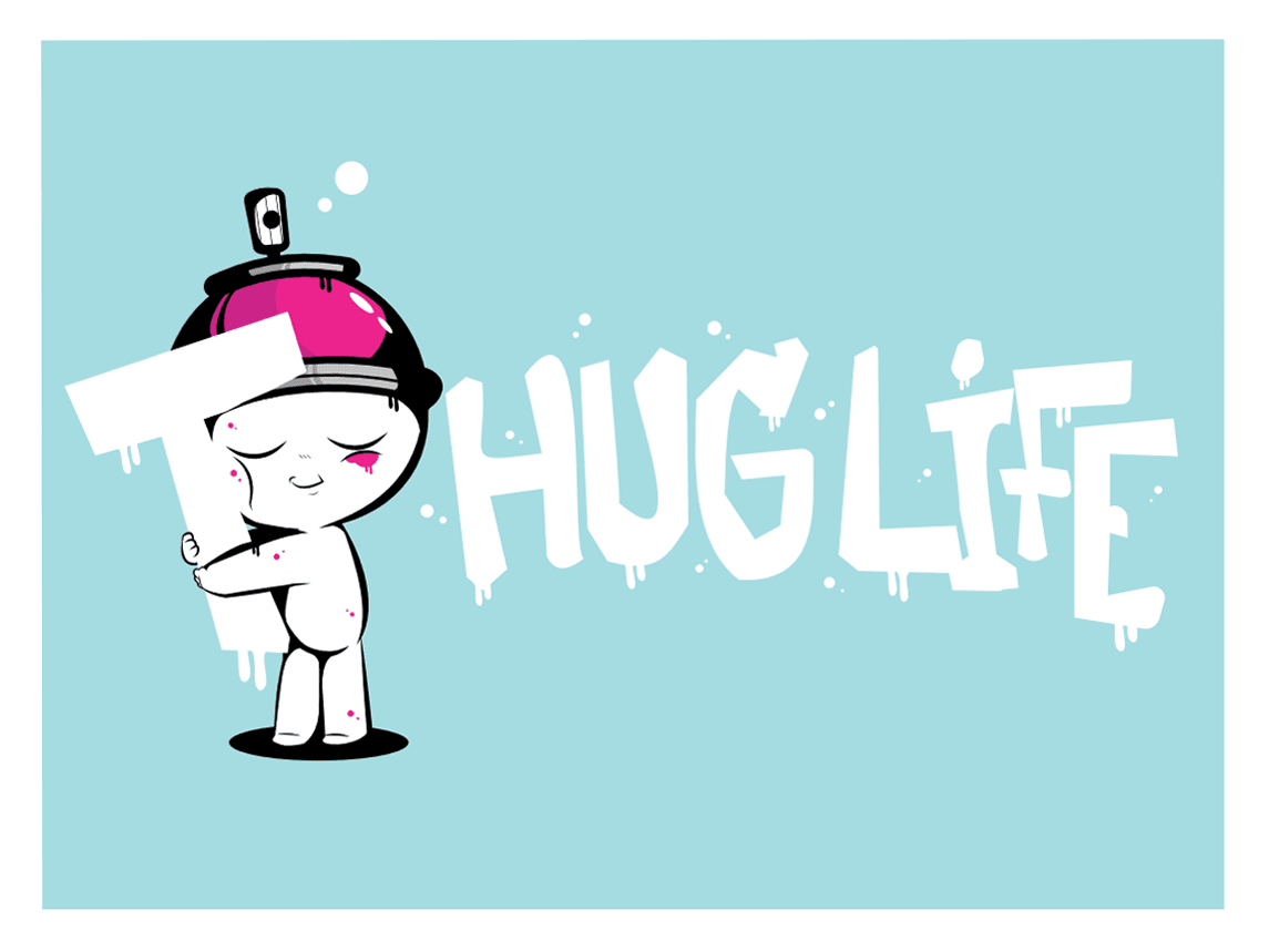 Editions d'art de JUAN SPRAY a pour titre  HUG LIFE BLUE style street art, graphique dim : JUAN SPRAYprix:70