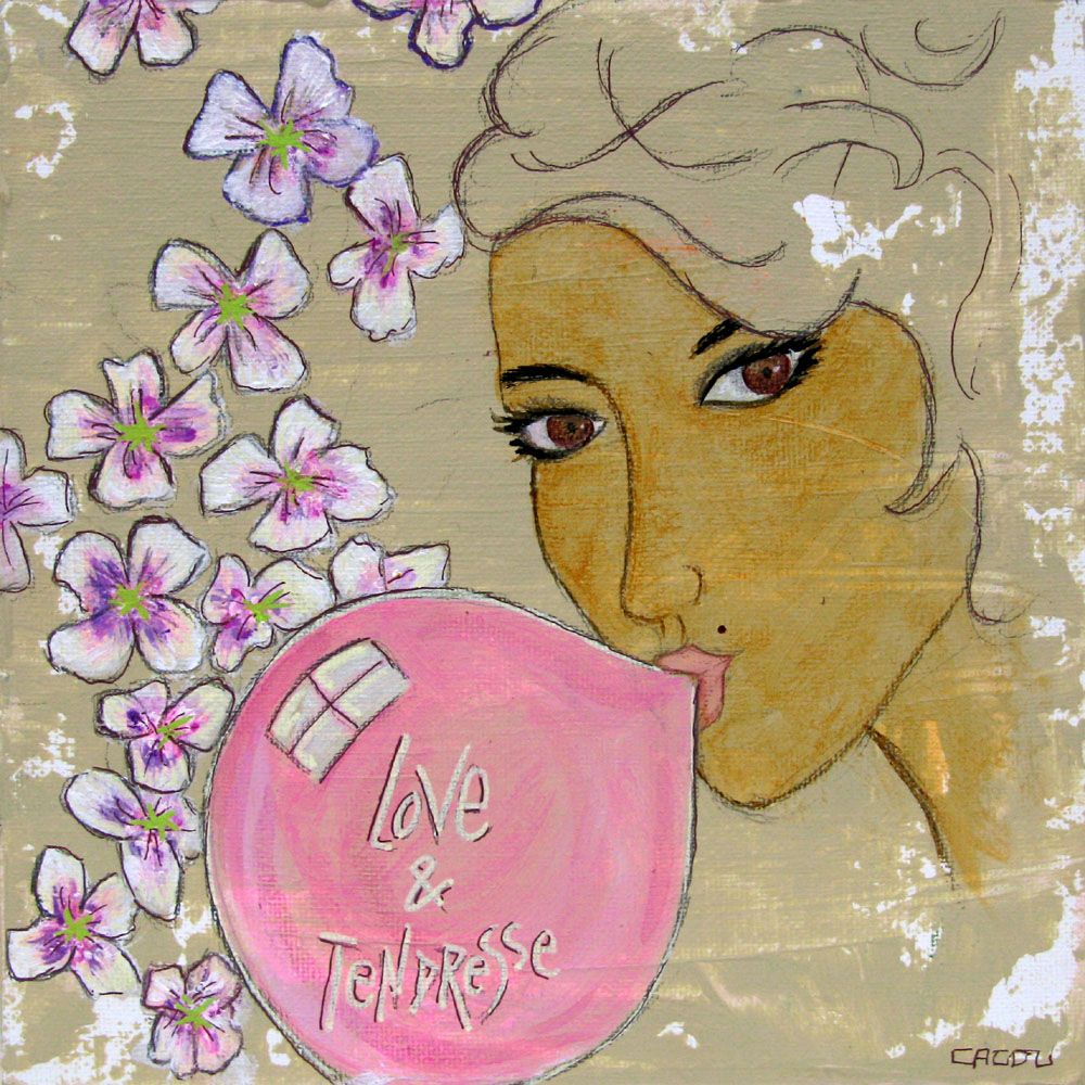 Tableau de CACOU a pour titre  Love & tendresse style figuratif, graphique dim : CACOUprix:80