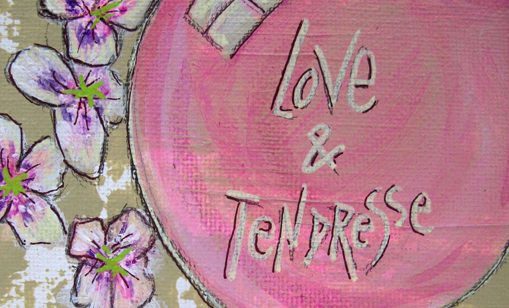 Tableau de CACOU a pour titre  Love & tendresse style figuratif, graphique dim : CACOUprix:80