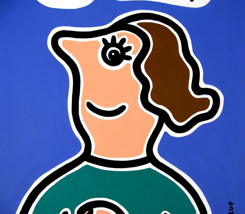 Dessin de MOUSTACHE BLEUE a pour titre  Live slowly style figuratif dim : MOUSTACHE BLEUEprix:120