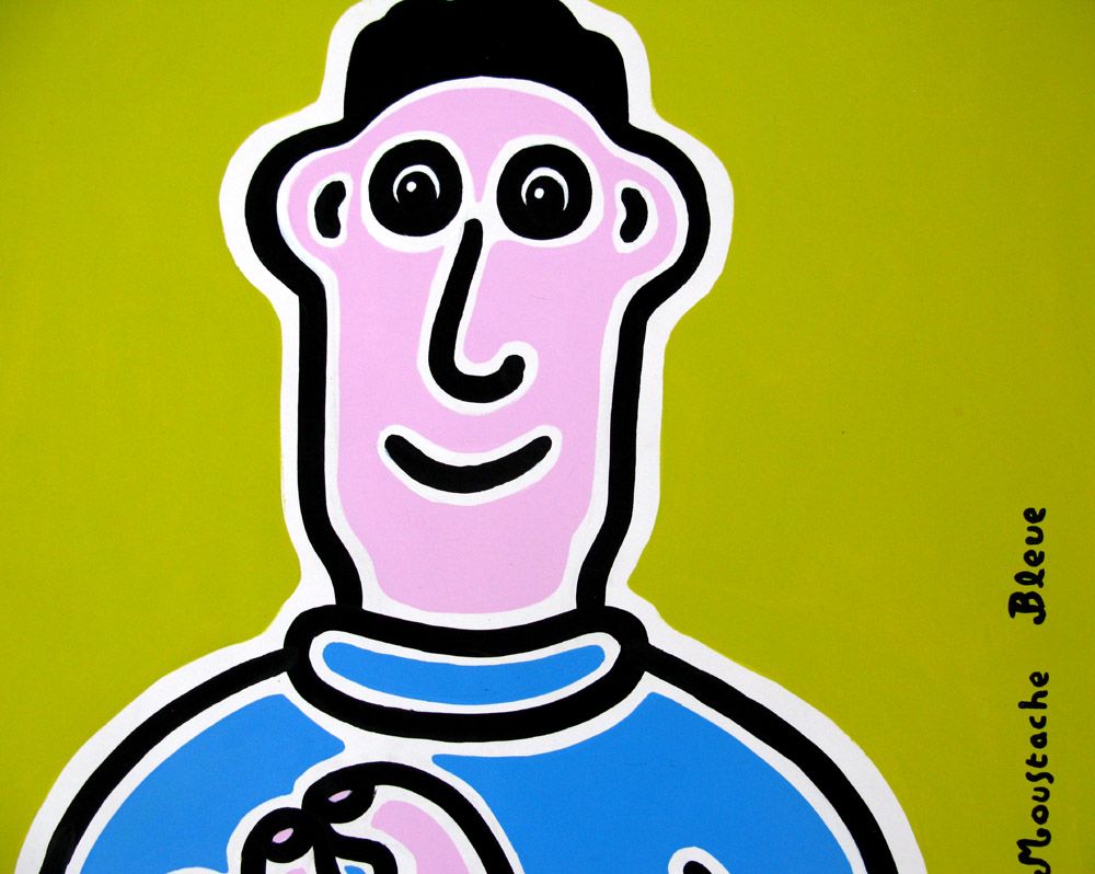 Dessin de MOUSTACHE BLEUE a pour titre  Live slowly style figuratif dim : MOUSTACHE BLEUEprix:120