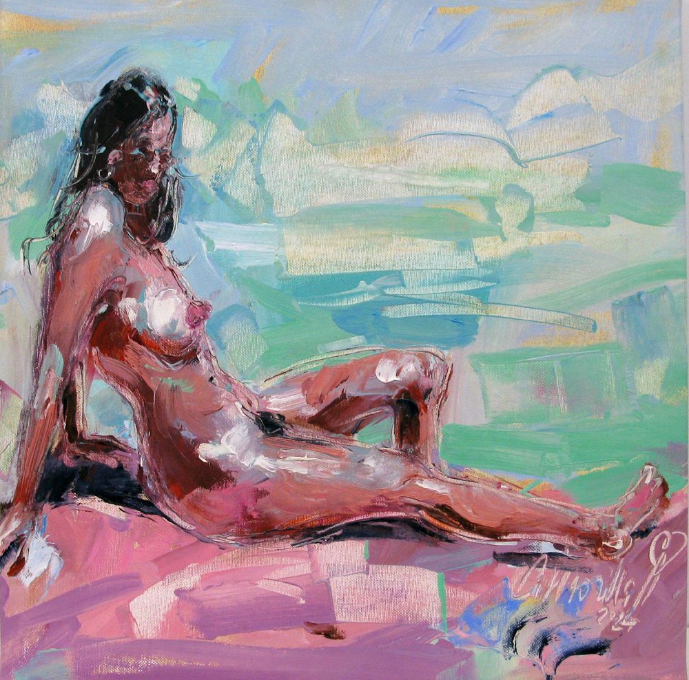 Tableau de OLENA SINIUHINA a pour titre  La plage 12 style figuratif dim : OLENA SINIUHINAprix:190