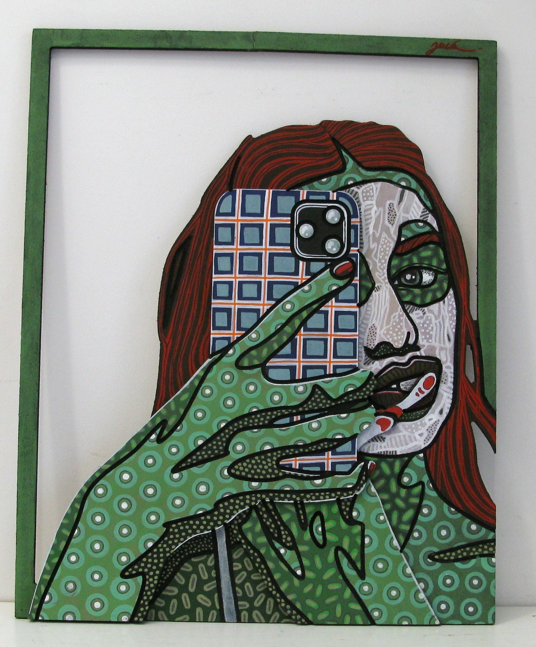 Sculpture de JACK JACQUOT a pour titre  Miroir Miroir style street pop art dim : JACK JACQUOTprix:800