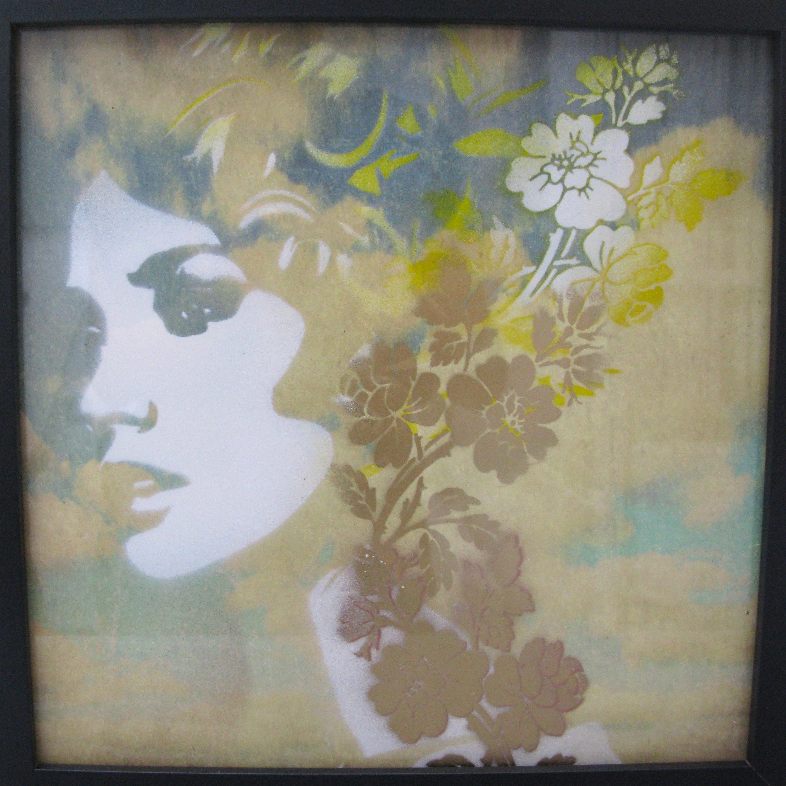 Tableau de KARO TRASS a pour titre  La tête dans les nuages style street pop art, street art dim : KARO TRASSprix:90