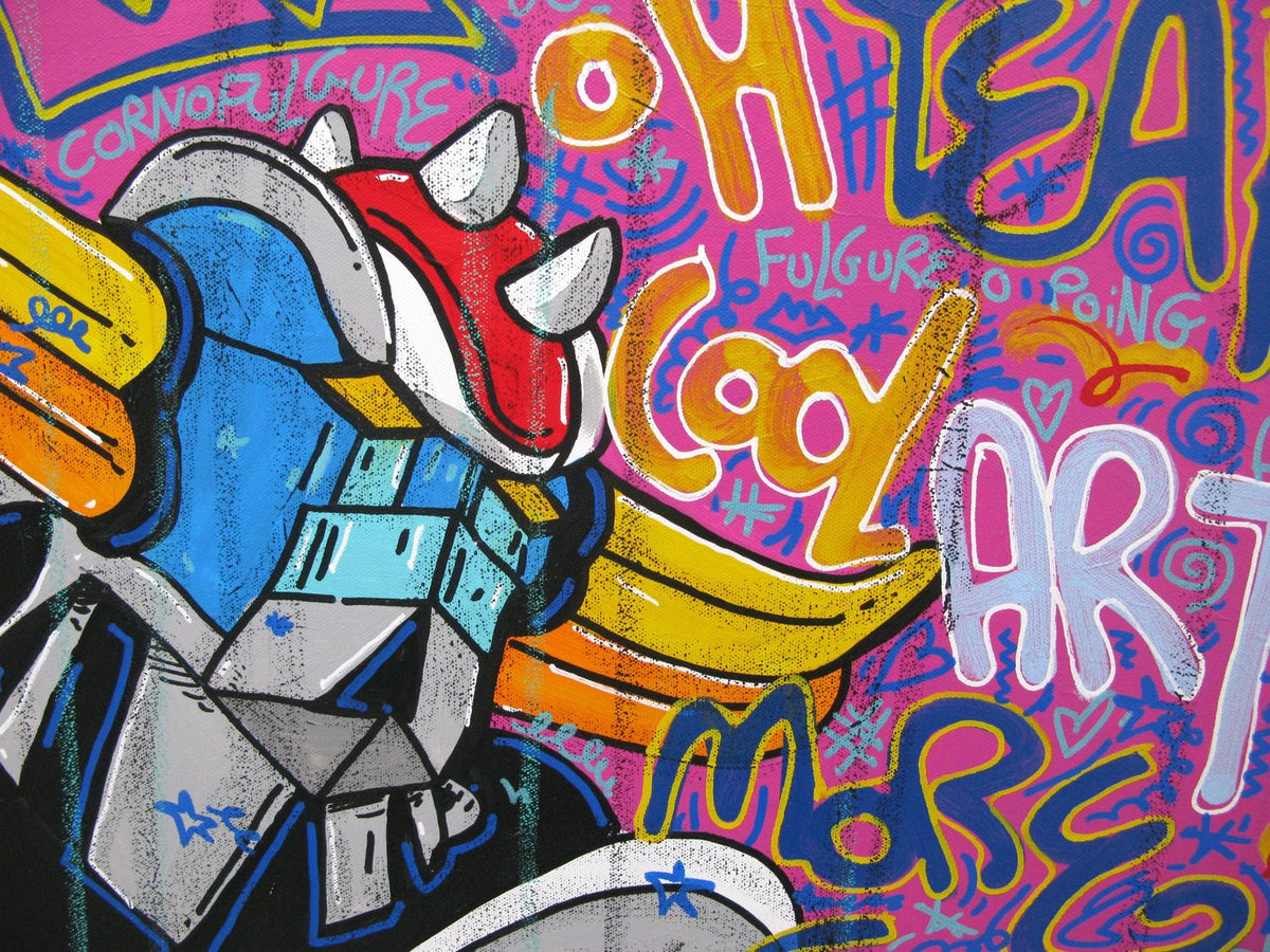 Tableau de RICO SAB a pour titre  Go go go Goldorak style street pop art, street art dim : RICO SABprix:950