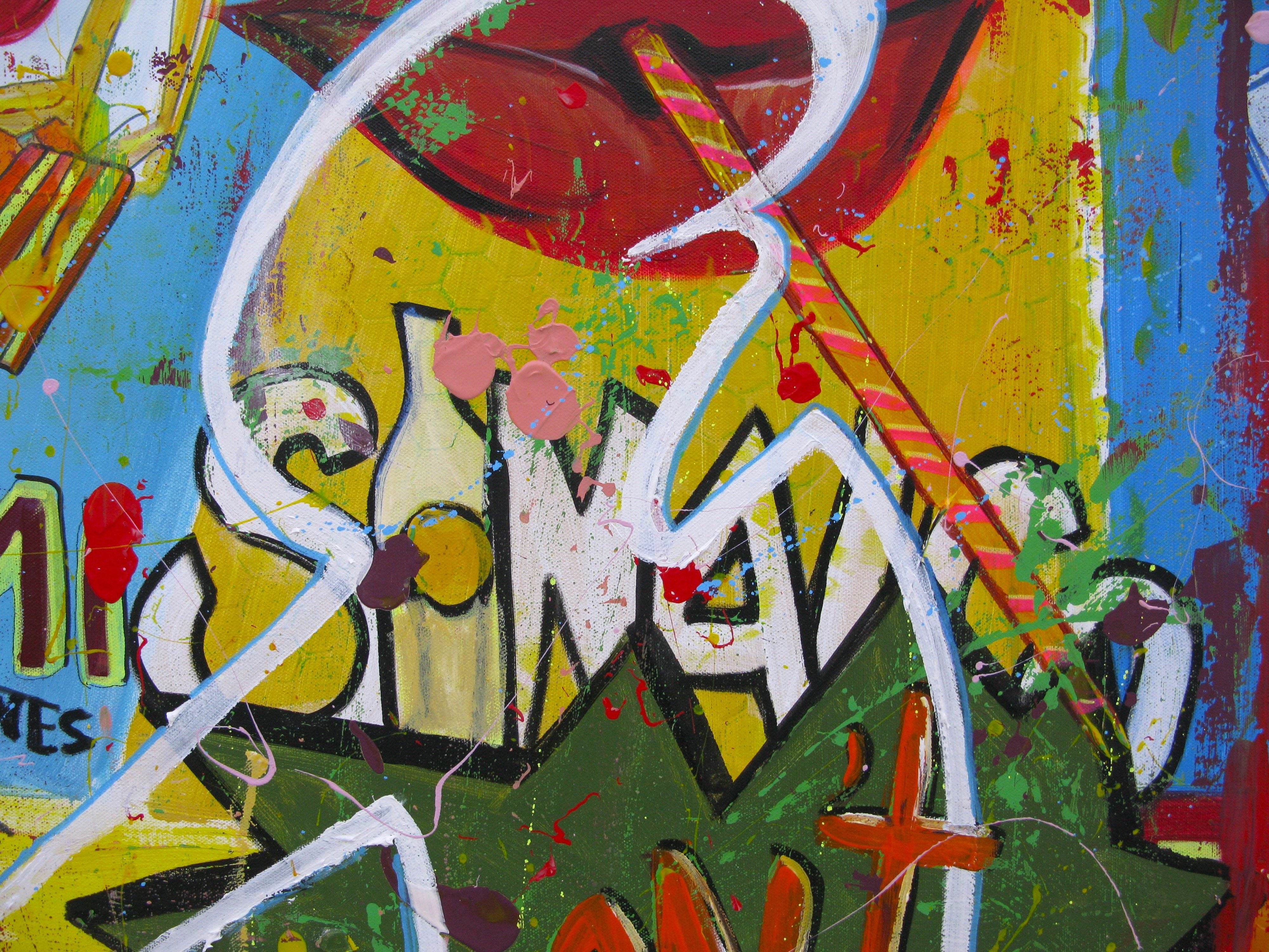 Tableau de CACOU a pour titre  DON'T PANIC style graphique dim : CACOUprix:850