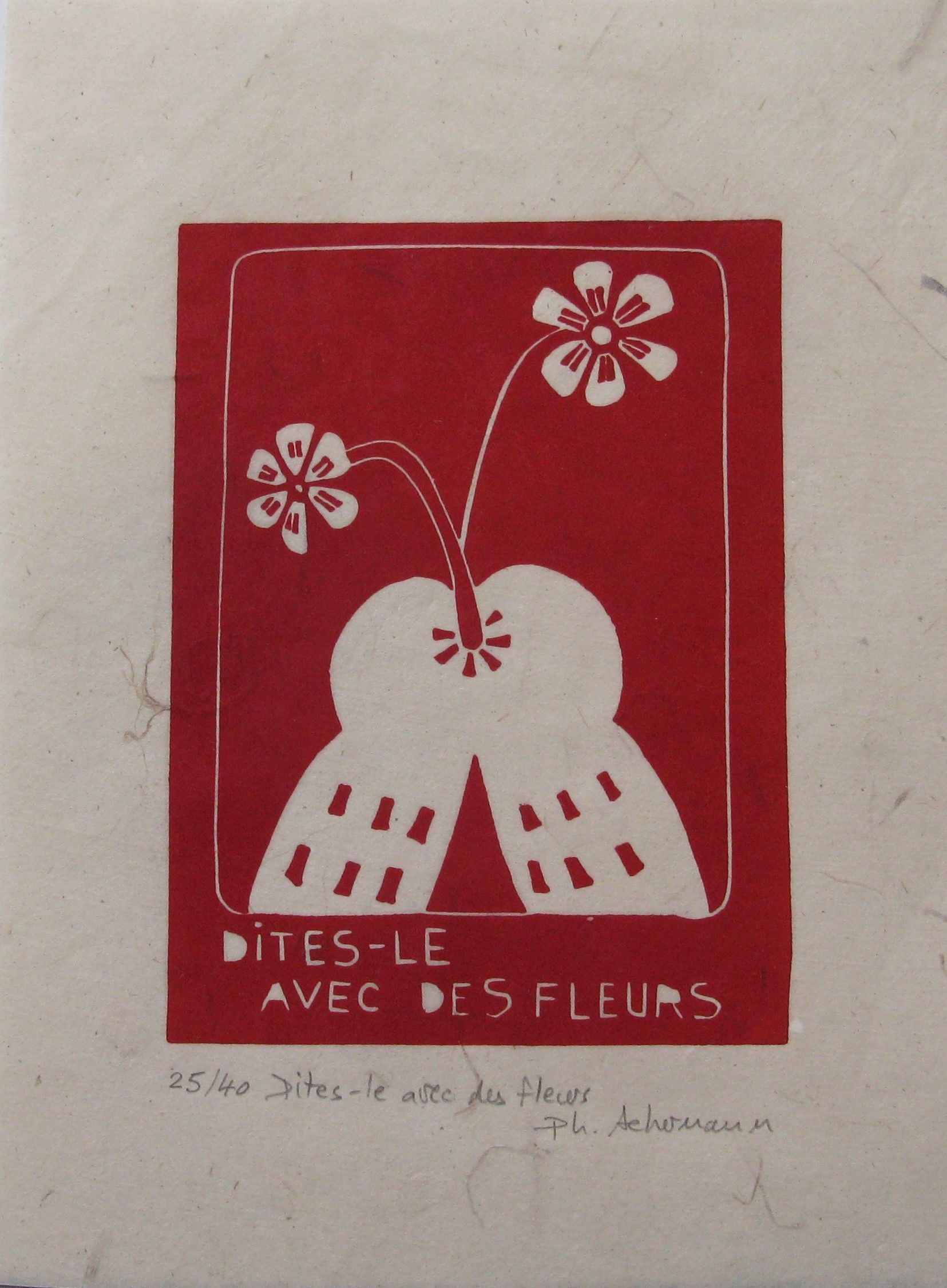 Editions d'art de PHILIPPE ACHERMANN a pour titre  Dites le avec des fleurs style figuratif dim : PHILIPPE ACHERMANNprix:40