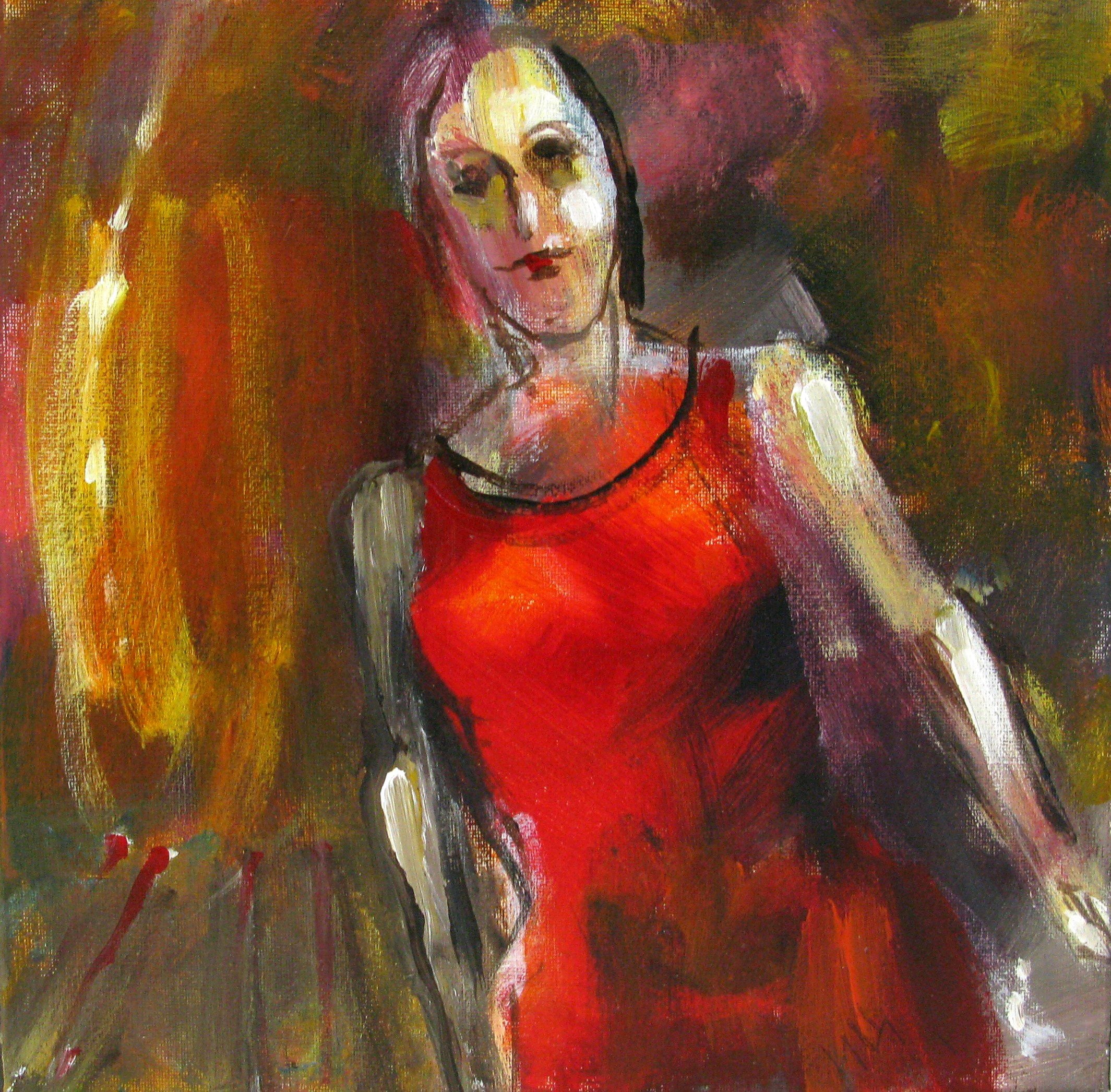 Tableau de IVAN TZONEV a pour titre  La robe rouge style figuratif dim : IVAN TZONEVprix:160