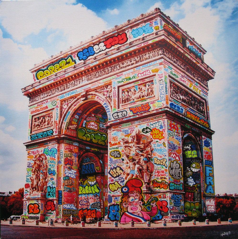 Editions d'art de BLACH a pour titre  ARC DE TRIOMPHE DE LA LIBERTAAYY style graffiti, street pop art dim : BLACHprix:160