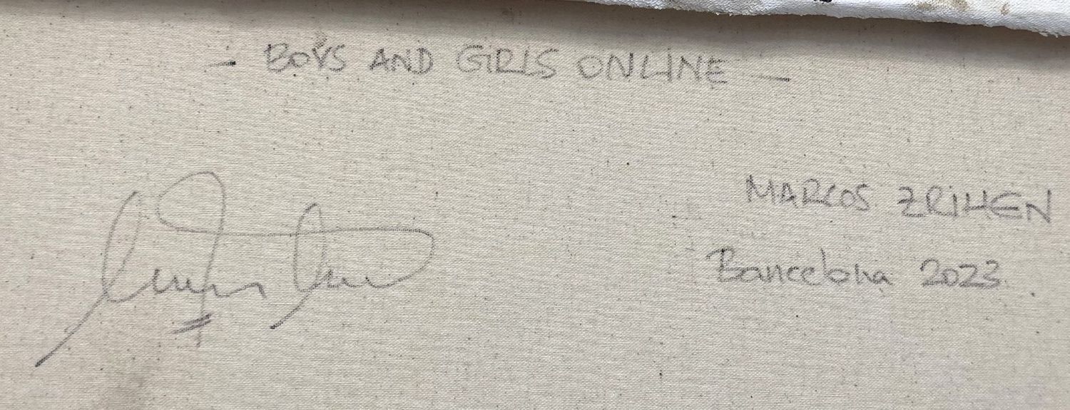Tableau de MARCOS ZRIHEN NOWOTNY a pour titre  Boys and girls online style figuratif dim : MARCOS ZRIHEN NOWOTNYprix:600