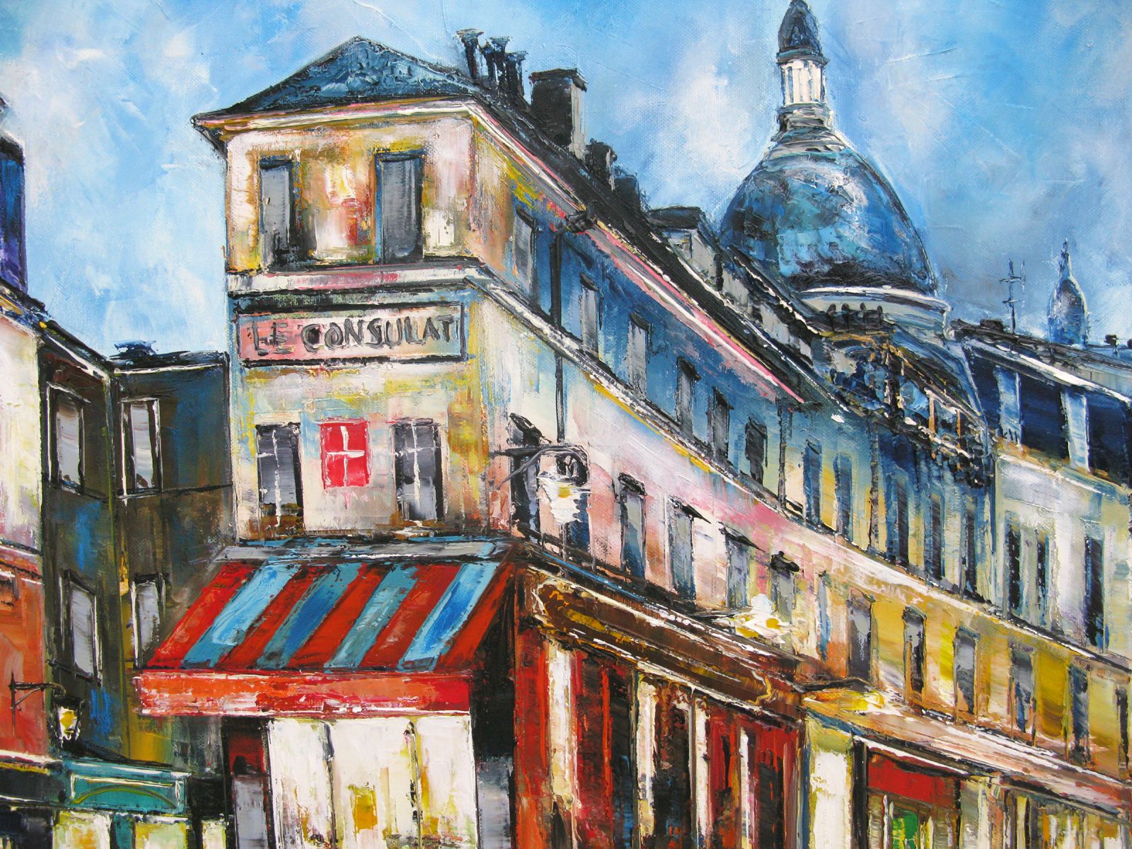 Tableau de PHIL a pour titre  Rue Norvins, Montmartre, Paris style figuratif dim : PHILprix:850