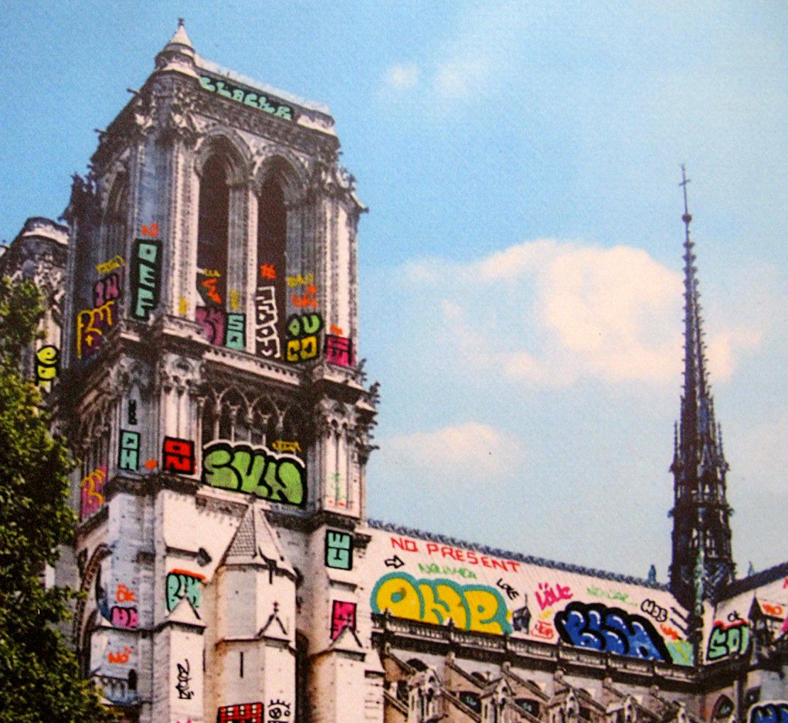 Editions d'art de BLACH a pour titre  Paris Notre Dame Pont du Double style graffiti, street pop art dim : BLACHprix:80