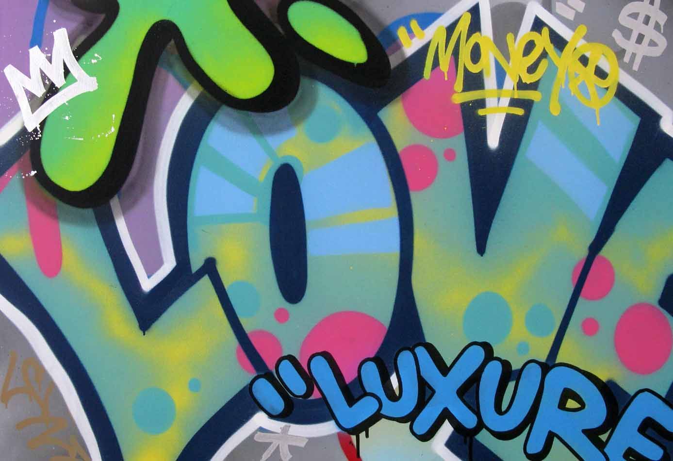 Tableau de KENY a pour titre  SANS TITRE style graffiti, street art dim : KENYprix:900