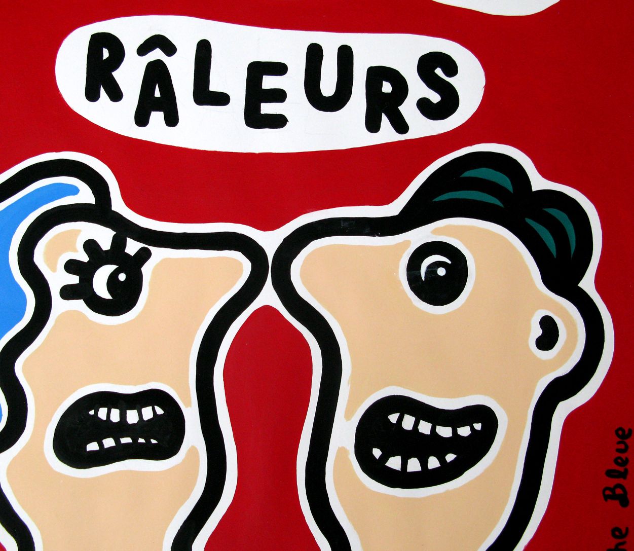 Dessin de MOUSTACHE BLEUE a pour titre  On est des raleurs style figuratif dim : MOUSTACHE BLEUEprix:120