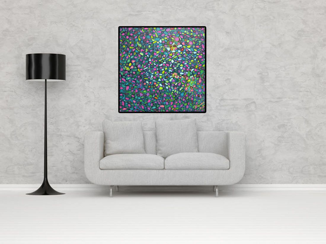 Tableau de JAVIER RAMIREZ a pour titre  MICROMONDE 1 style abstrait dim : JAVIER RAMIREZprix:800