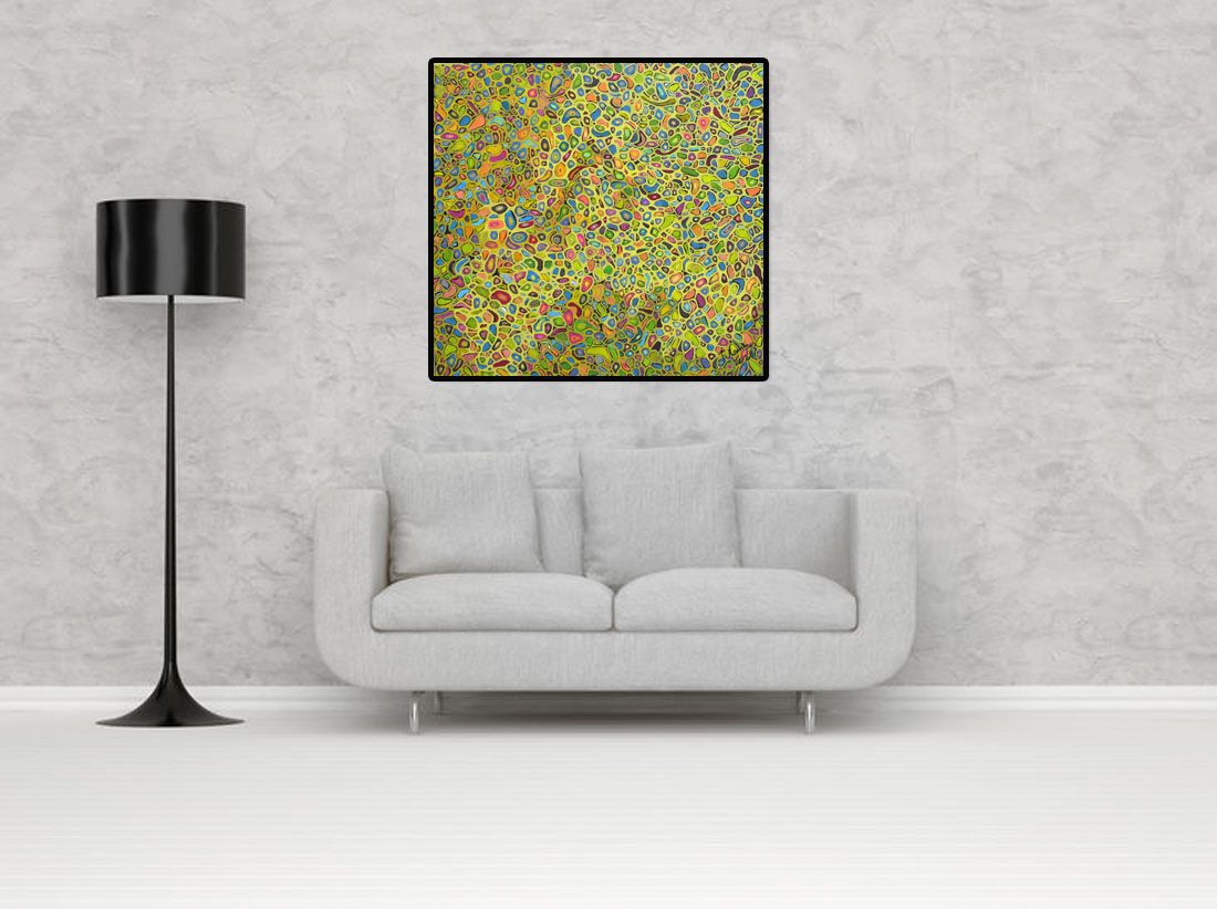 Tableau de JAVIER RAMIREZ a pour titre  MICROMONDE 2 style abstrait dim : JAVIER RAMIREZprix: