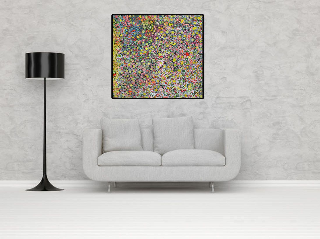 Tableau de JAVIER RAMIREZ a pour titre  MICROMONDE 4 style abstrait dim : JAVIER RAMIREZprix: