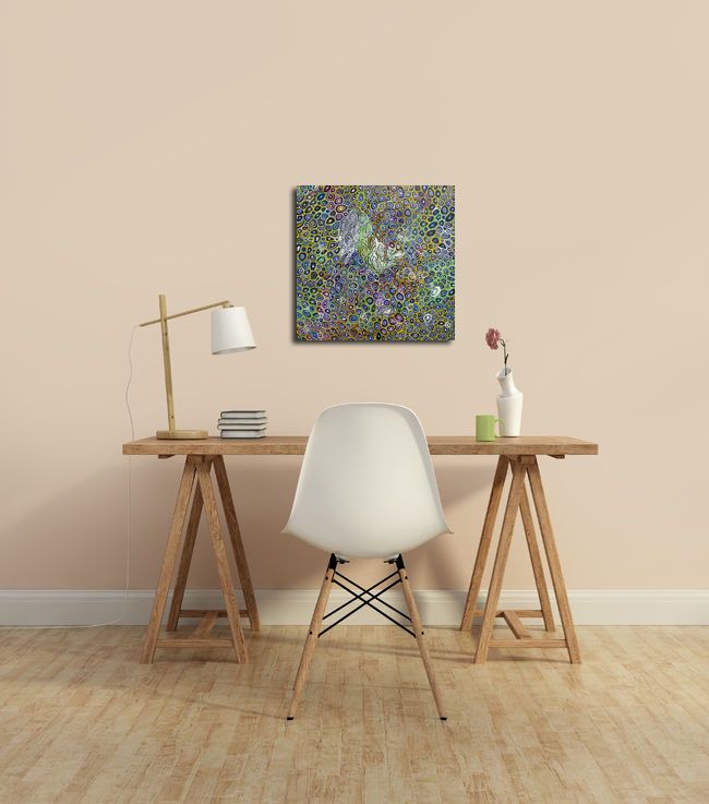 Tableau de JAVIER RAMIREZ a pour titre  MICROCOSME 12 style abstrait dim : JAVIER RAMIREZprix: