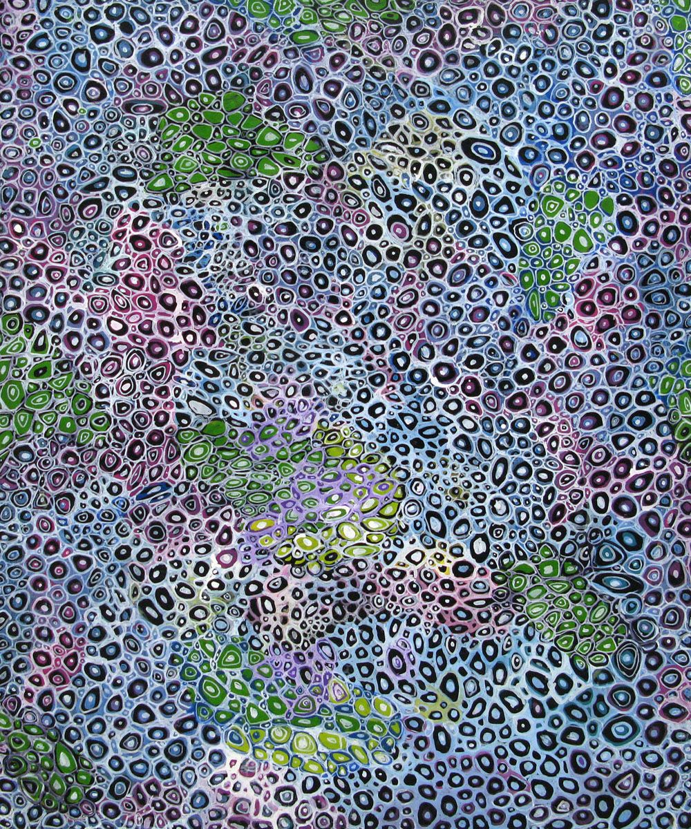 Tableau de JAVIER RAMIREZ a pour titre  MICROCOSMES 18 style abstrait dim : JAVIER RAMIREZprix: