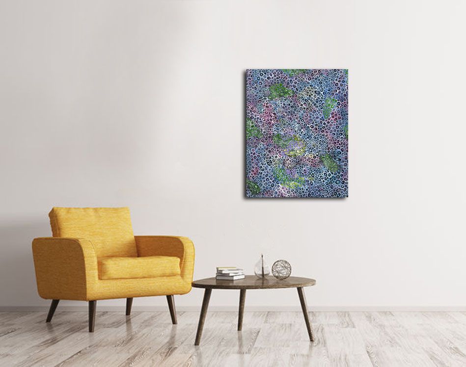 Tableau de JAVIER RAMIREZ a pour titre  MICROCOSMES 18 style abstrait dim : JAVIER RAMIREZprix: