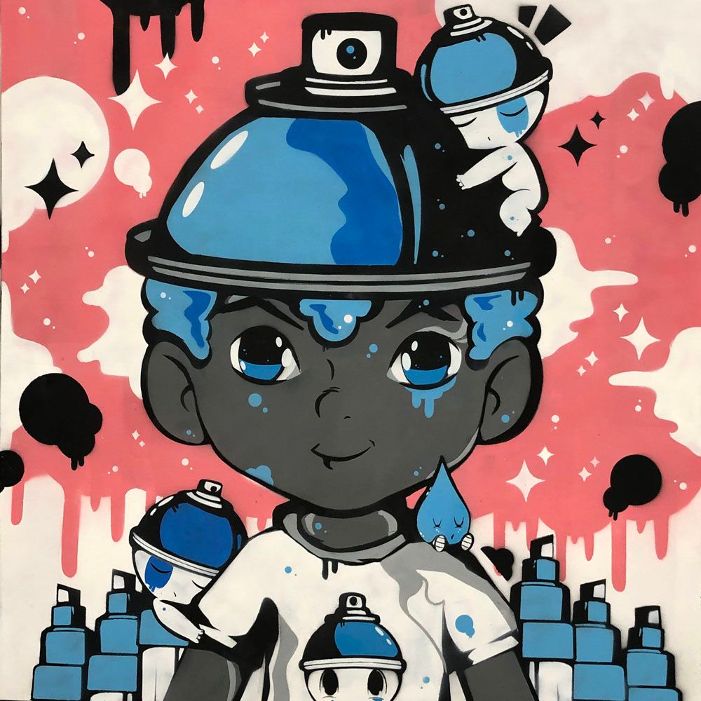 Tableau de JUAN SPRAY a pour titre  GRAFFIKID style street art dim : JUAN SPRAYprix:850
