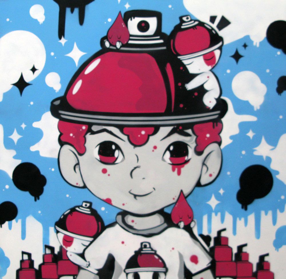 Tableau de JUAN SPRAY a pour titre  GRAFFIKID II style street art dim : JUAN SPRAYprix:850