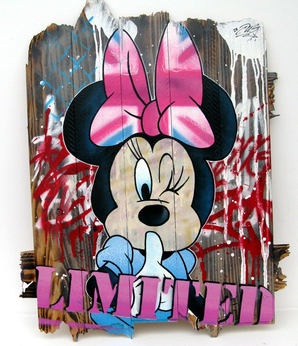 Tableau de JUG a pour titre  MINNIE ENGLAND style street pop art dim : JUGprix: