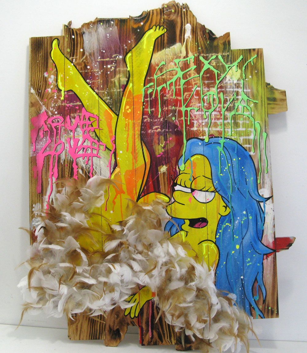 Tableau de JUG a pour titre  SEXY MARGE style street pop art dim : JUGprix:800