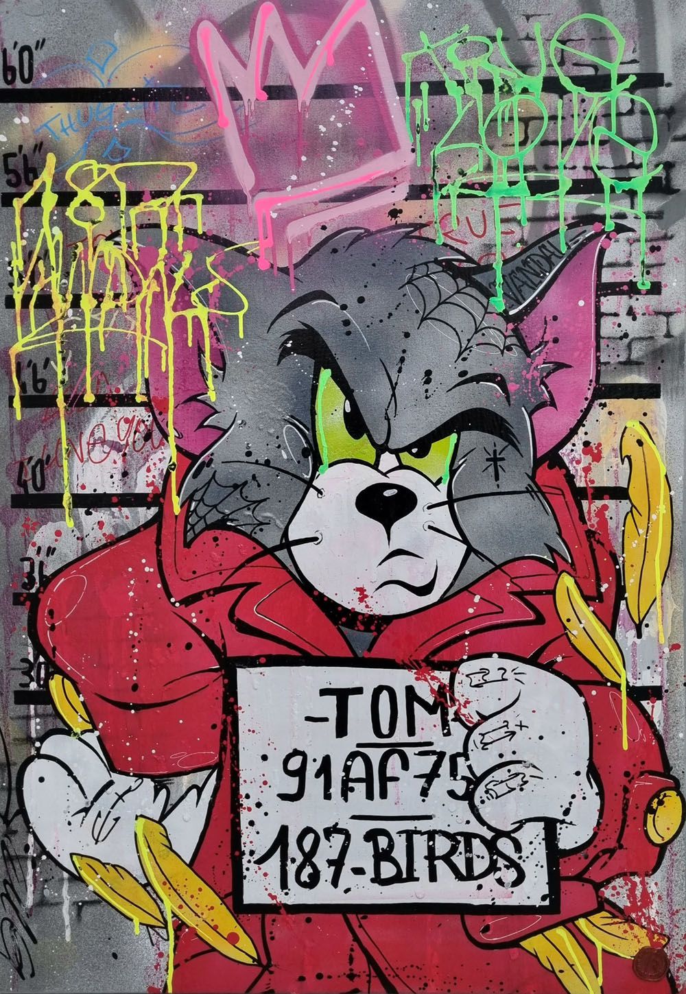 Tableau de JUG a pour titre  TOM CAT'S style street pop art dim : JUGprix:700