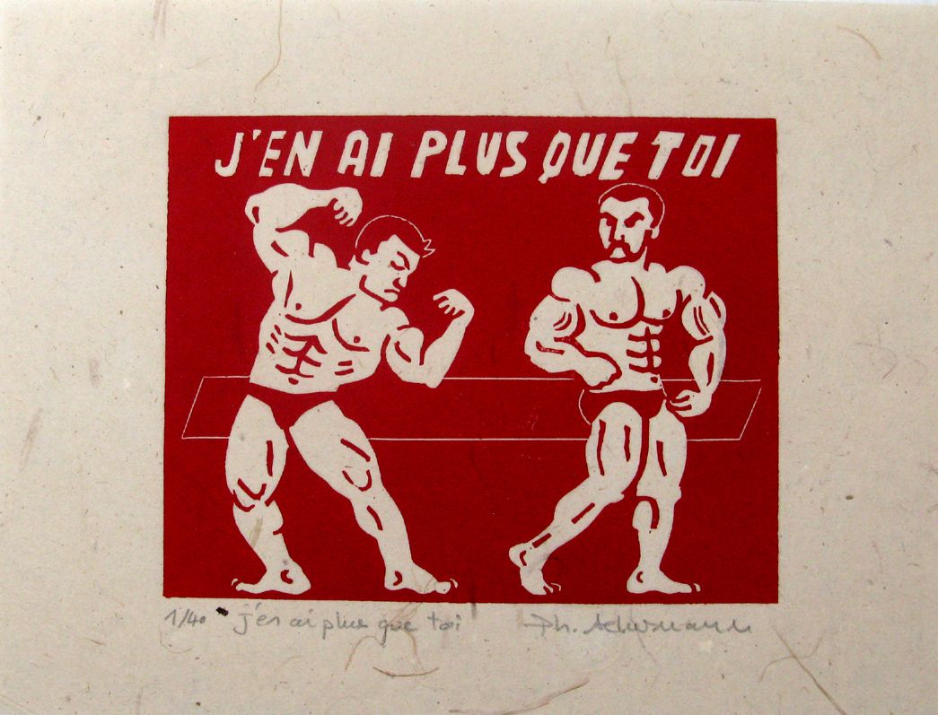 Editions d'art de PHILIPPE ACHERMANN a pour titre  J'en ai plus que toi style figuratif, graphique dim : PHILIPPE ACHERMANNprix:40