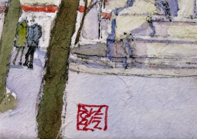 Tableau de JEONG MIN LEE a pour titre  Rendez-vous au Chatelet style figuratif dim : JEONG MIN LEEprix:90