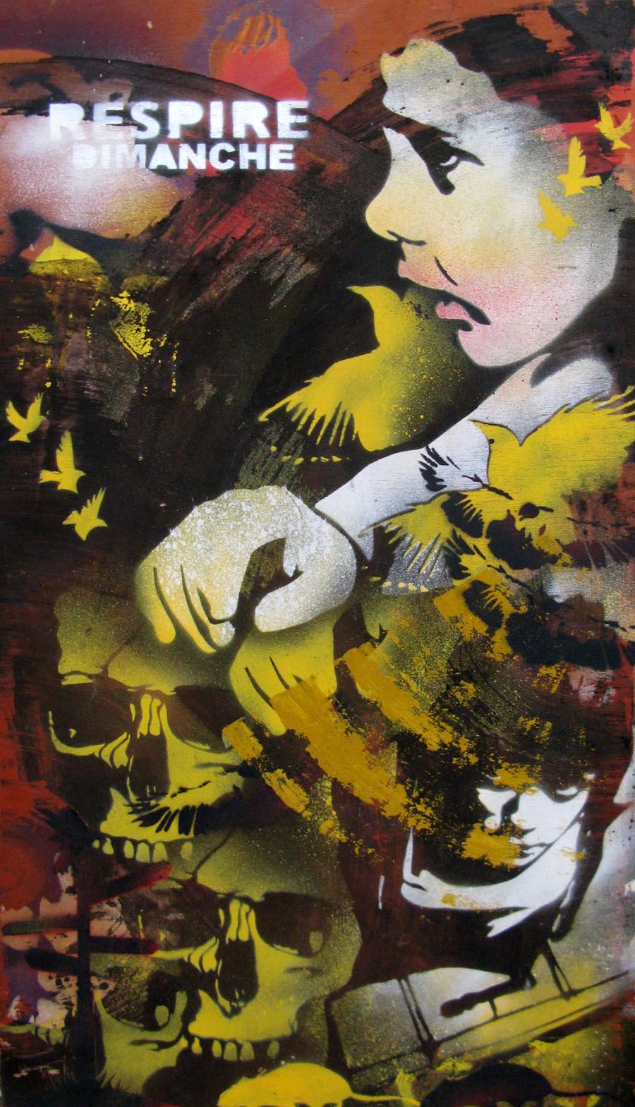 Tableau de KARO TRASS a pour titre  DIMANCHE style street pop art, street art dim : KARO TRASSprix:350
