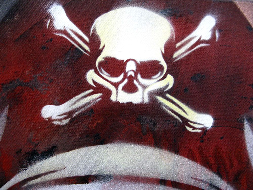Tableau de KARO TRASS a pour titre  PORTRAIT DE PIRATE style street pop art, street art dim : KARO TRASSprix:350