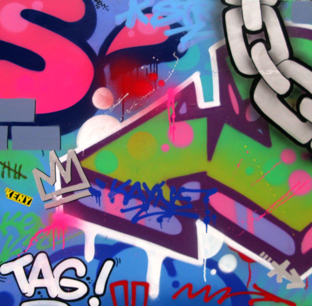 Tableau de KENY a pour titre  FUNKY style graffiti, street art dim : KENYprix:800