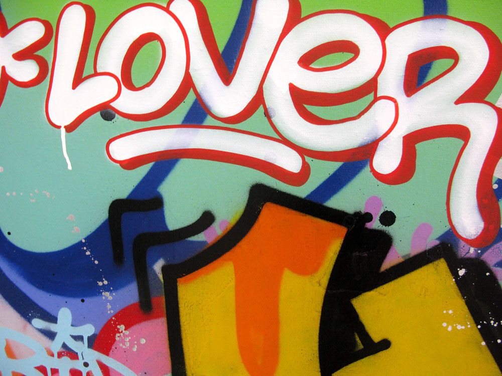Tableau de KENY a pour titre  LOVER TOYZER style graffiti, street art dim : KENYprix:800