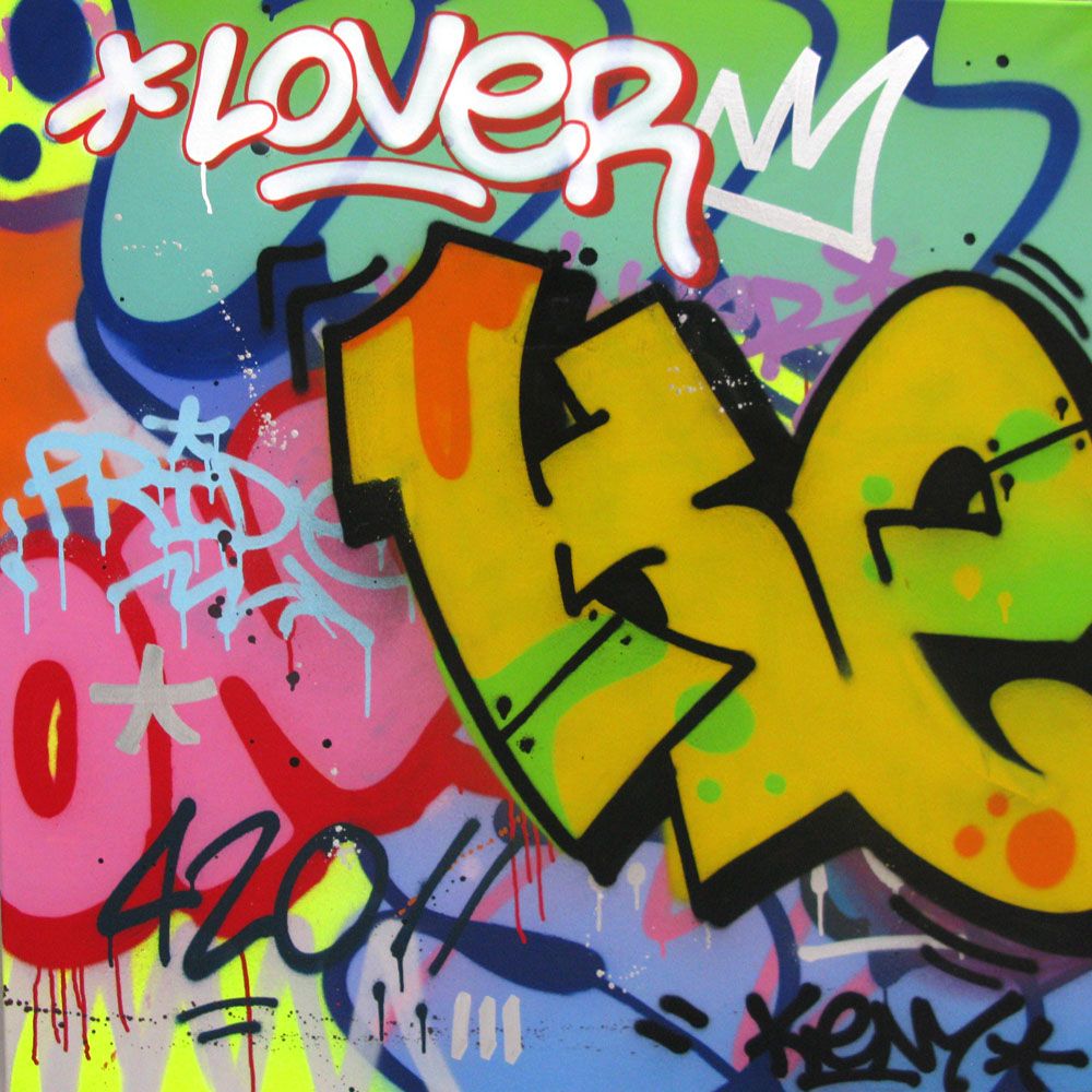Tableau de KENY a pour titre  LOVER TOYZER style graffiti, street art dim : KENYprix:800