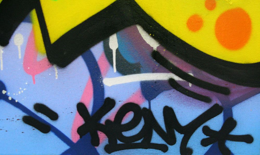 Tableau de KENY a pour titre  LOVER TOYZER style graffiti, street art dim : KENYprix:800