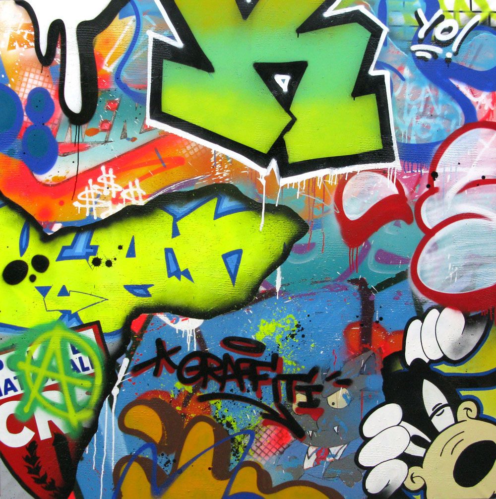 Tableau de KENY a pour titre  MONEY MONEY style graffiti, street art dim : KENYprix:1700