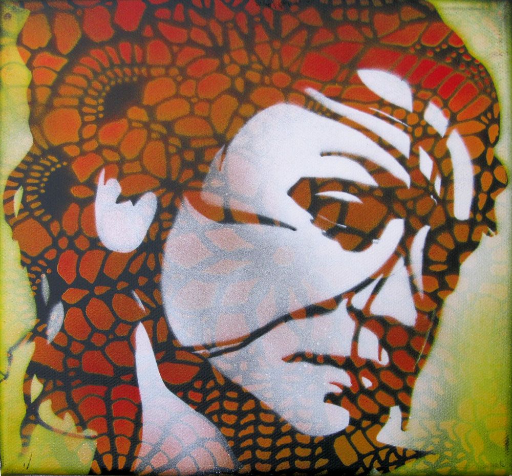 Tableau de KARO TRASS a pour titre  Léopoldine style street pop art, street art dim : KARO TRASSprix:100