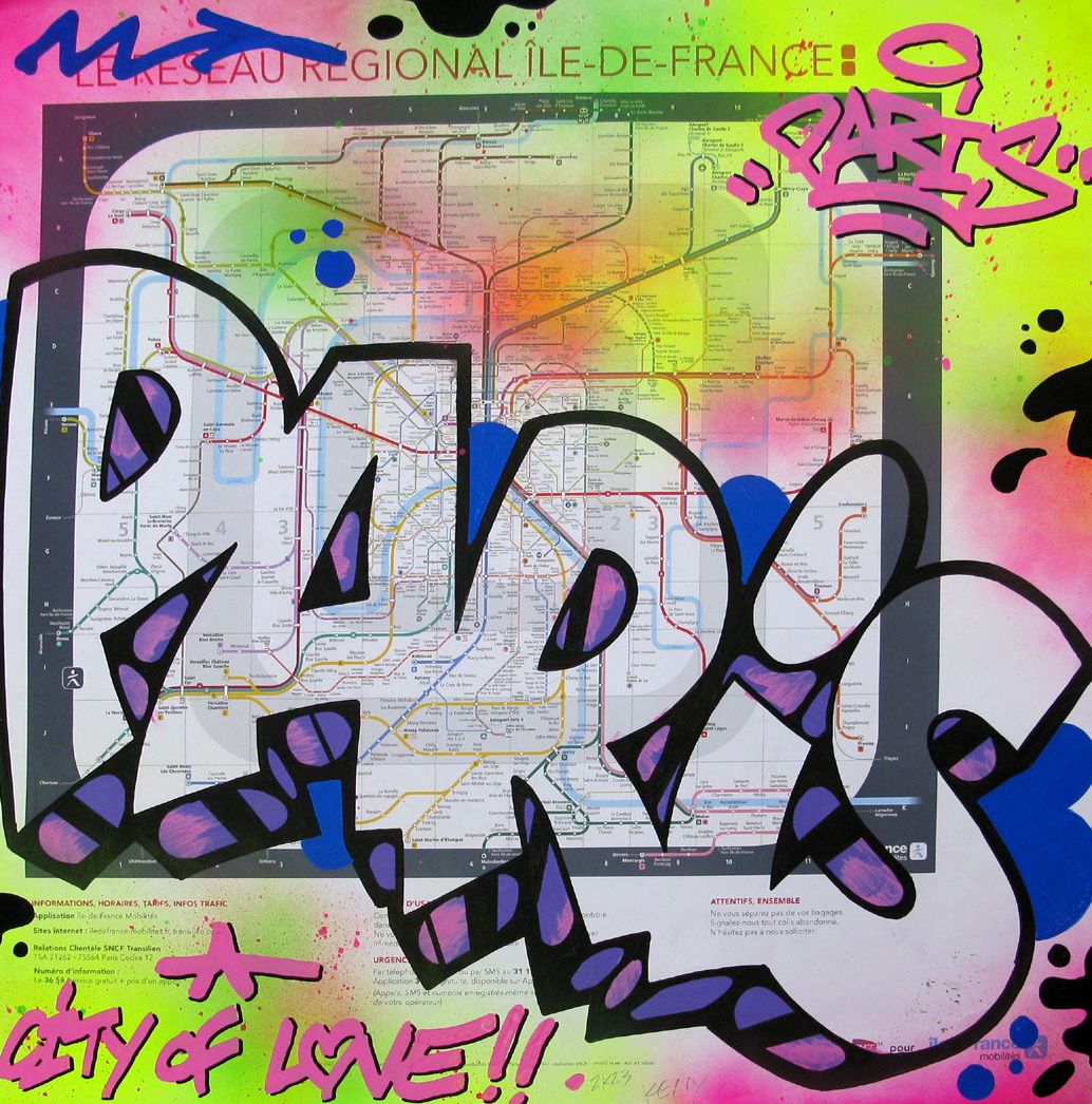 Dessin de KENY a pour titre  Paris City of love style graffiti, street art dim : KENYprix:350
