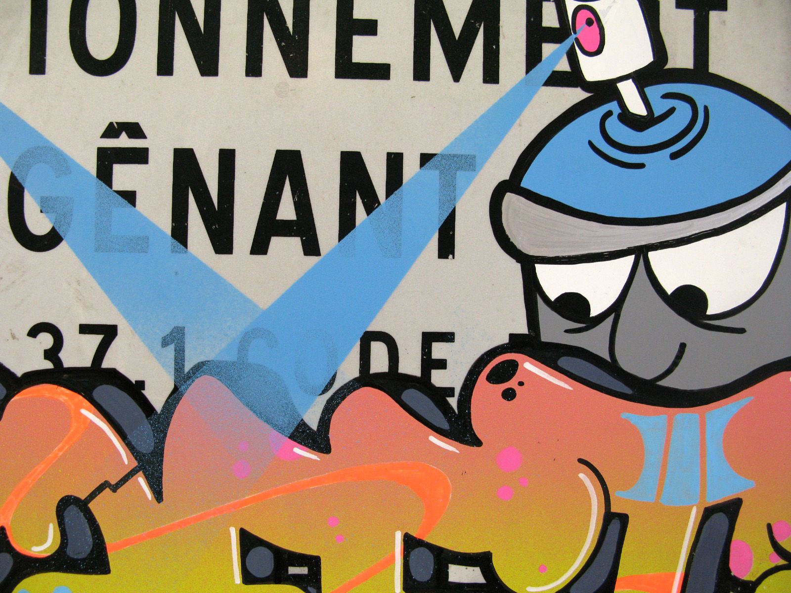Tableau de KENY a pour titre  Duel de spray style graffiti, street art dim : KENYprix:400