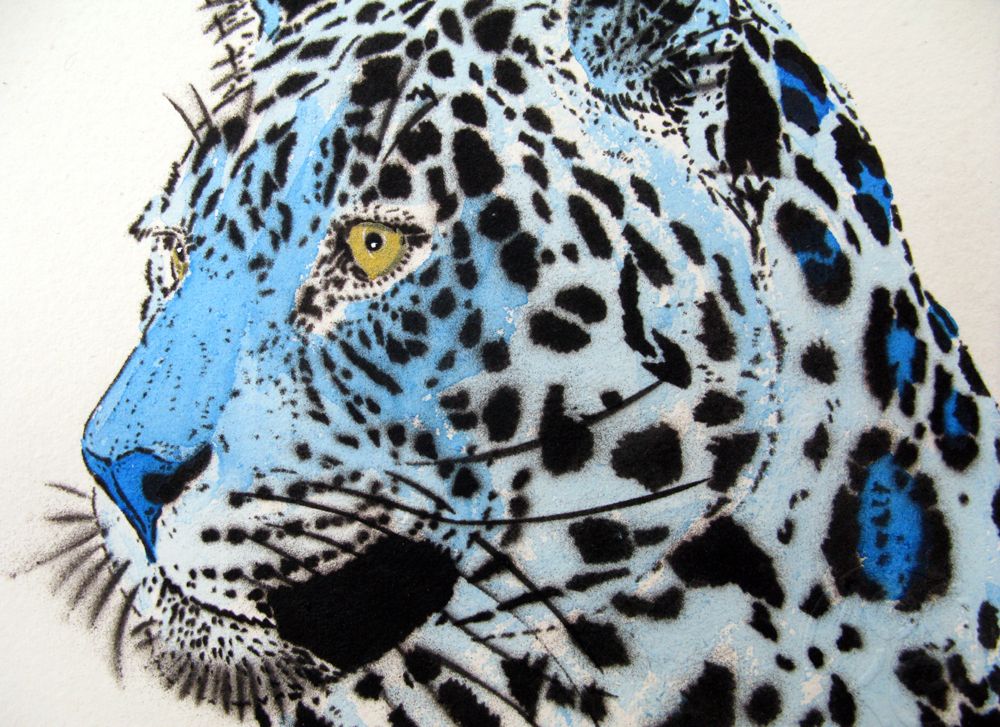 Dessin de MOSKO a pour titre  LEOPARD BLEU style figuratif dim : MOSKOprix:220