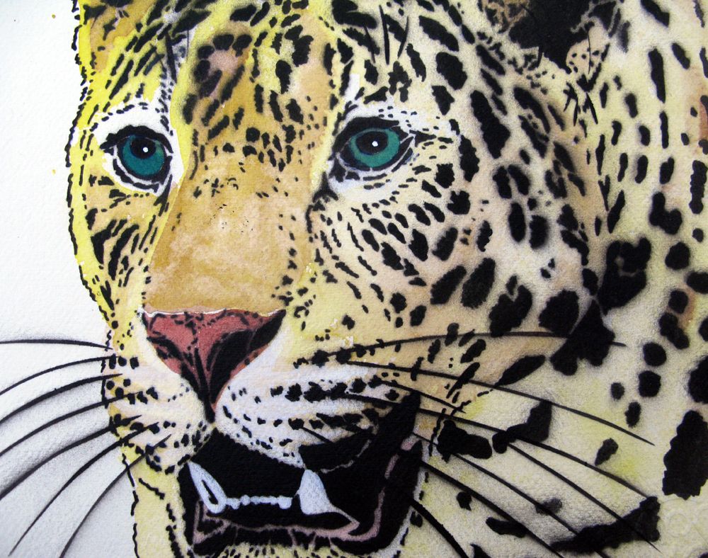 Dessin de MOSKO a pour titre  LEOPARD PROFIL style figuratif dim : MOSKOprix:330