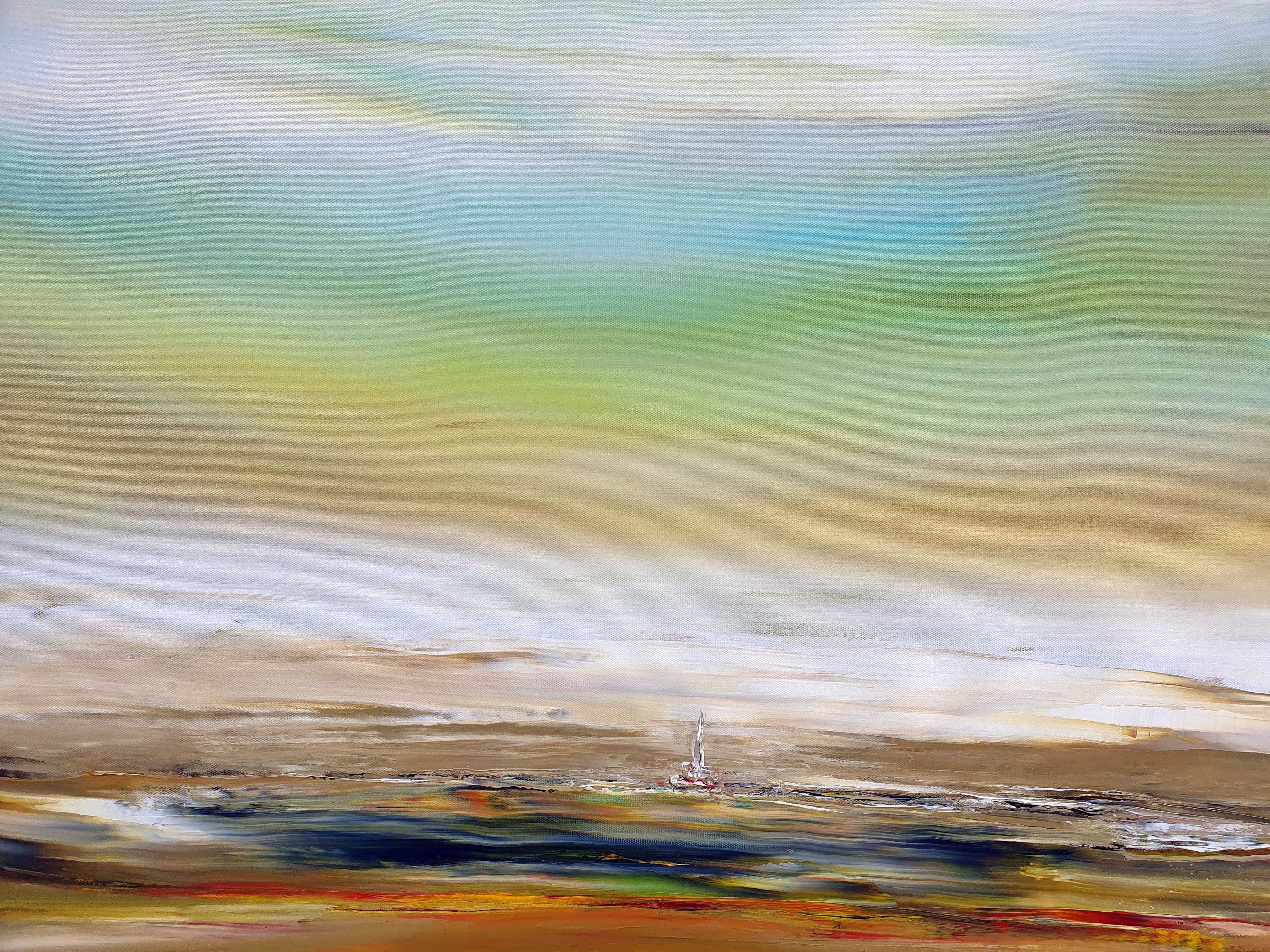 Tableau de RUELLE NICOLAS a pour titre  LE LONG VOYAGE style abstrait dim : RUELLE NICOLASprix:1000