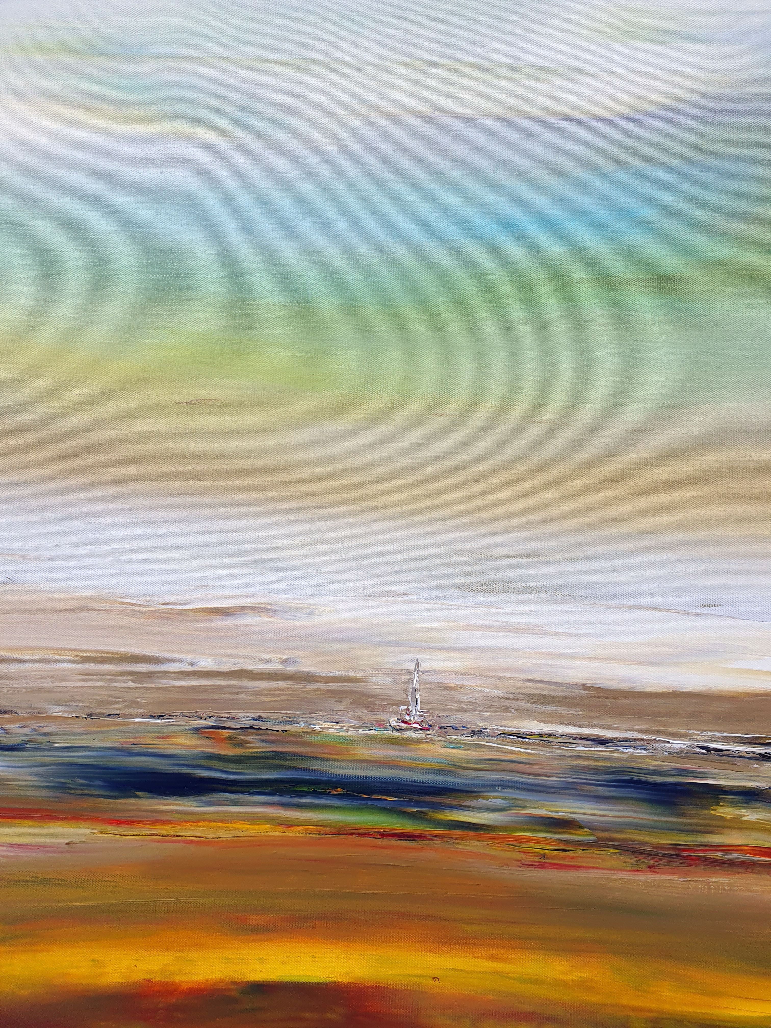 Tableau de RUELLE NICOLAS a pour titre  LE LONG VOYAGE style abstrait dim : RUELLE NICOLASprix:1000