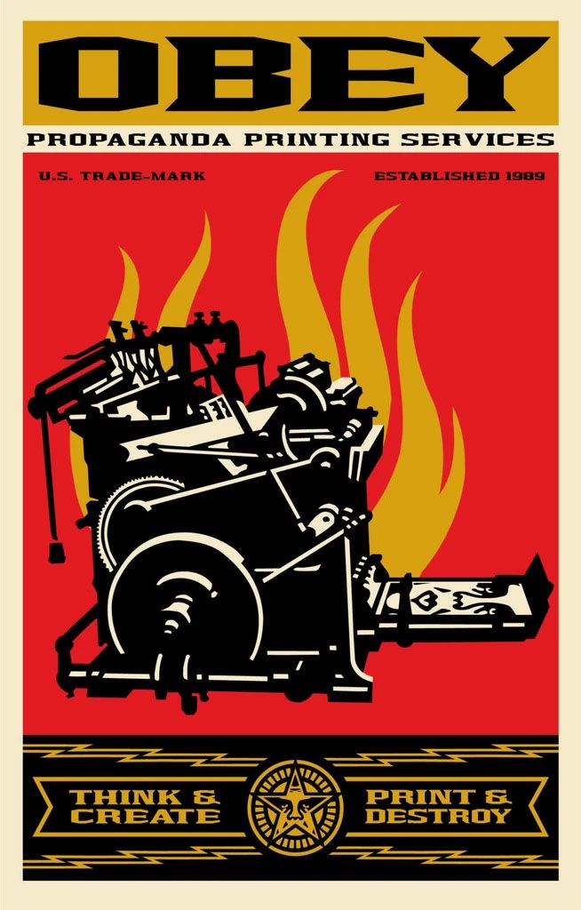 Editions d'art de OBEY : SHEPARD FAIREY  a pour titre  PRINT & DESTROY style street pop art, graphique dim : OBEY : SHEPARD FAIREY prix:200