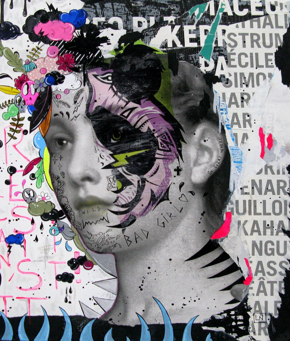 Tableau de LN LE PAPE a pour titre  LA FEMME PANDA style street art dim : LN LE PAPEprix:490