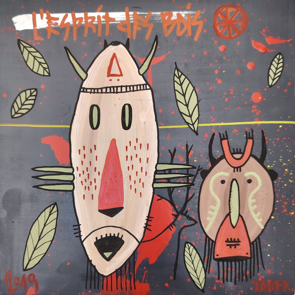 Tableau de TAREK a pour titre  L'Esprit des bois style street art dim : TAREKprix:380